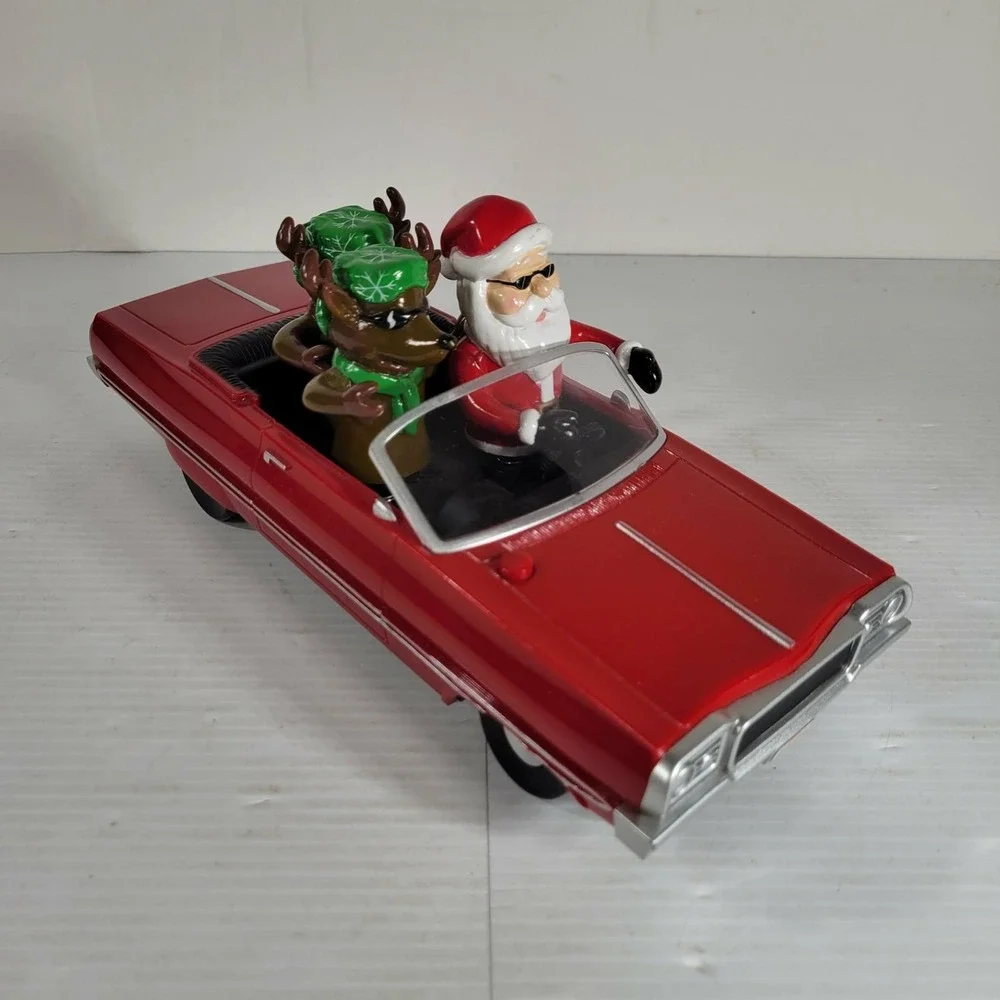 GEMMY Christmas Low‎ Rider Red Impala Car w/ Santa & 2 Reindeer Animated Musical